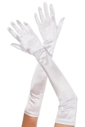 Extra Long Satin Gloves 452 White