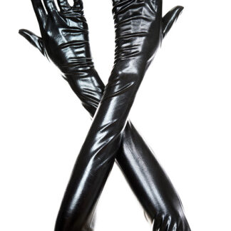 Extra Long Metallic Gloves 457 Black
