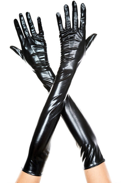 Extra Long Metallic Gloves 457 Black