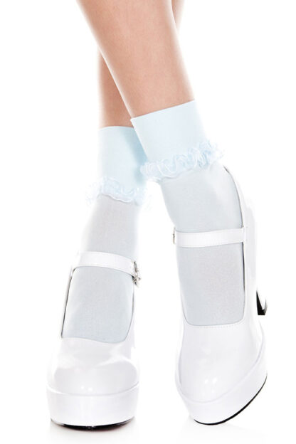 Ankle High with Ruffle Trim Baby Blue