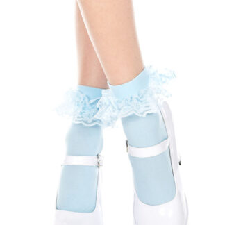 Ankle High with Ruffle Trim Socks Baby Blue