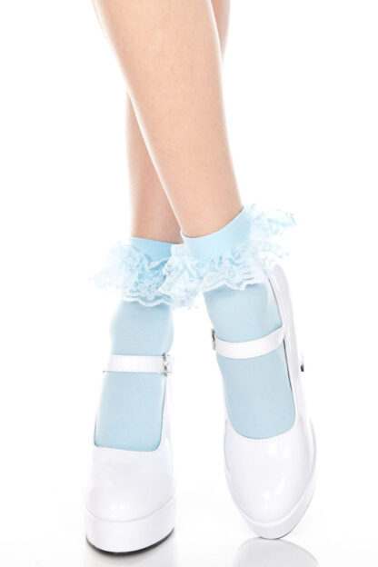 Ankle High with Ruffle Trim Socks Baby Blue