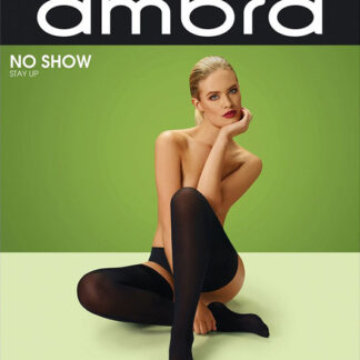 Ambra No Show Opaque Stay Up Black Tights Black Front Package