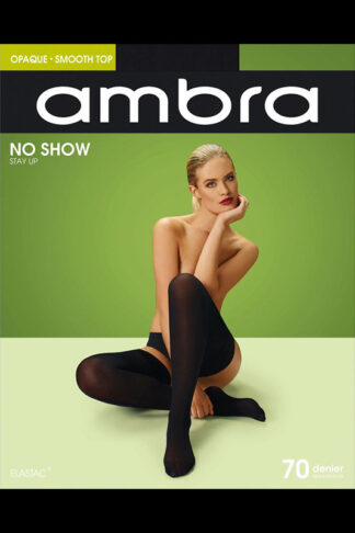Ambra No Show Opaque Stay Up Black Tights Black Front Package