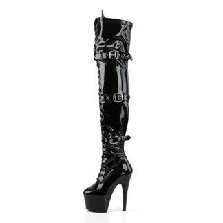 Pleaser 7" Adore 3028 Buckle Thigh High Boot - Patent Black Left