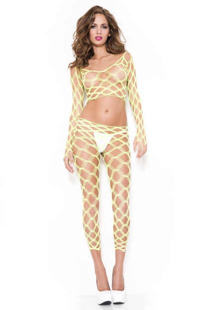 Multi Net Top and Tights - Comes in 7 Colors Neon Green Front