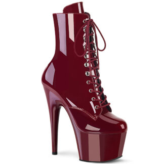 Pleaser 7" Adore 1020 Ankle Boots - Patent Burgundy