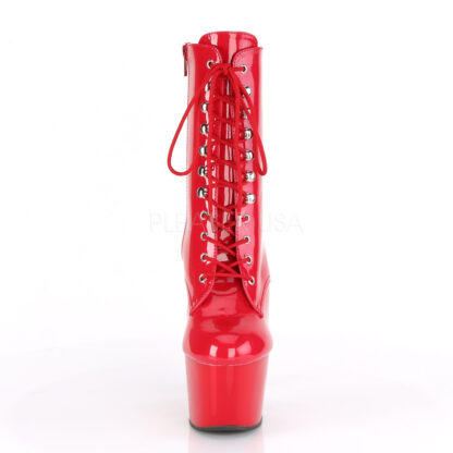 Pleaser 7" Adore 1020 Ankle Boots Patent Red Front Angle