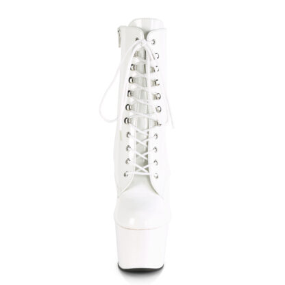 Pleaser 7" Adore 1020 Ankle Boots Patent White Front Angle