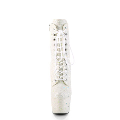 Pleaser 7" Adore 1020 Ankle Boots - Multi Glitter White - Front