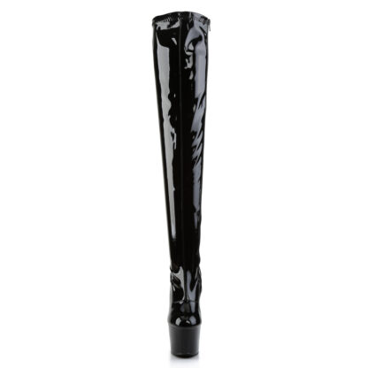 Pleaser 7" Adore 3000 Thigh High Boot Patent Black Front Angle
