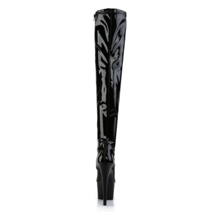Pleaser 7" Adore 3000 Thigh High Boot Patent Black Back Angle