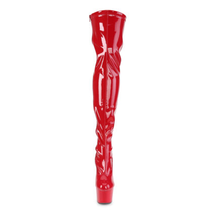 Pleaser 7" Adore 3000 Thigh High Boot Patent Red Front Angle
