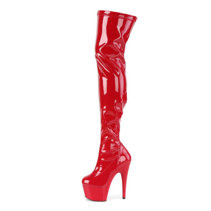 Pleaser 7" Adore 3000 Thigh High Boot Patent Red Left Angle
