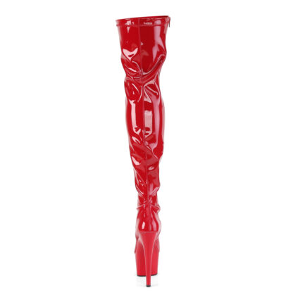Pleaser 7" Adore 3000 Thigh High Boot Patent Red Back Angle