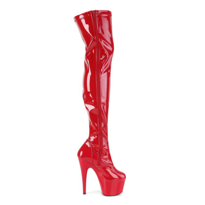 Pleaser 7" Adore 3000 Thigh High Boot Patent Red Right Angle