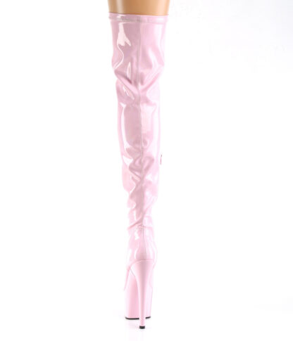Pleaser 7" Adore 3000 Thigh High Boot - Baby Pink Hologram Patent - Back