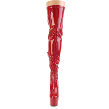 Pleaser 7" Adore 3000 Thigh High Boot - Hologram Patent Red Front