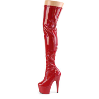 Pleaser 7" Adore 3000 Thigh High Boot - Hologram Patent Red Left
