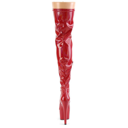 Pleaser 7" Adore 3000 Thigh High Boot - Hologram Patent Red Back