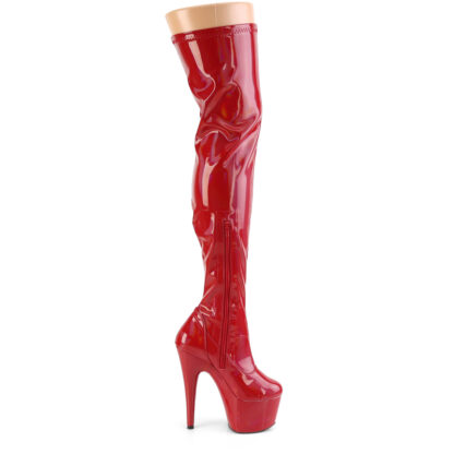 Pleaser 7" Adore 3000 Thigh High Boot - Hologram Patent Red Right
