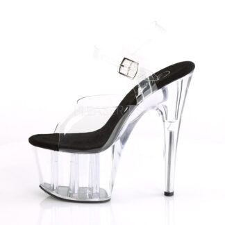Pleaser 7" Adore 708 Sandal - Clear Top/ Black Foot / Clear Platform Left Angle