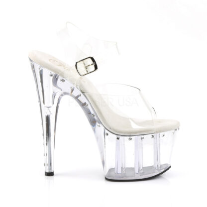 Pleaser 7" Adore 708LS One Row Rhinestone Clear Platform & Heel Shoes Right Angle
