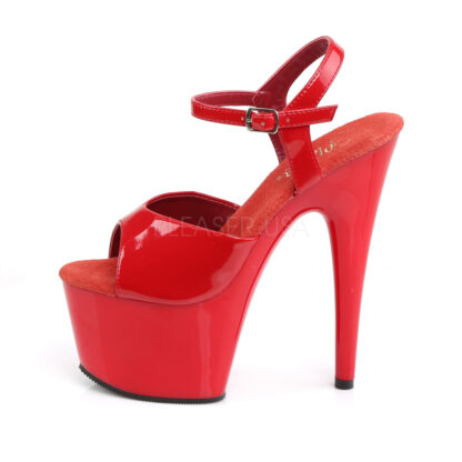 Pleaser 7" Adore 709 Sandal Patent Red Left Angle