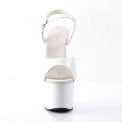Pleaser 7" Adore 709 Sandal Patent White Right Angle Front Angle