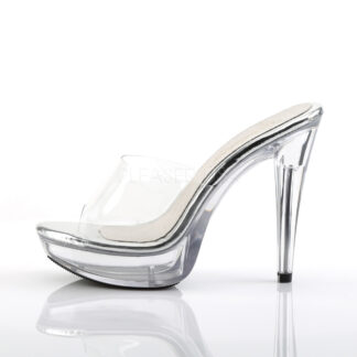 Fabulicious 5" Cocktail 501 Slip On - Clear Foot Clear Platform Shoes Left Angle