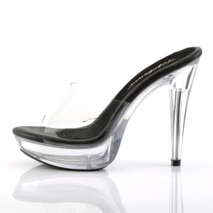 Fabulicious 5" Cocktail 501 Slip On Black Foot Clear Platform Shoes Left Angle