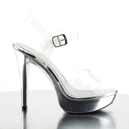Fabulicious 5" Cocktail 508 Ankle Strap Sandal - Silver Chrome Platform - Right