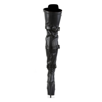 Pleaser 6” Delight 3028 Buckle Thigh High Boot - Matte Black Back