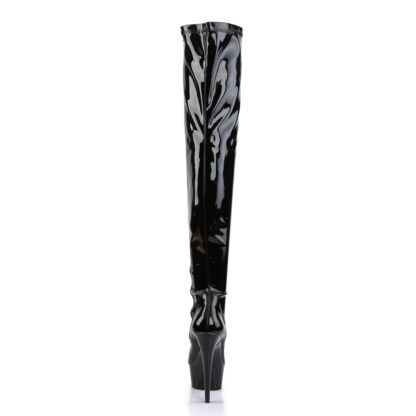 Pleaser 6" Delight 3000 Thigh High Boot Patent Black Back Angle