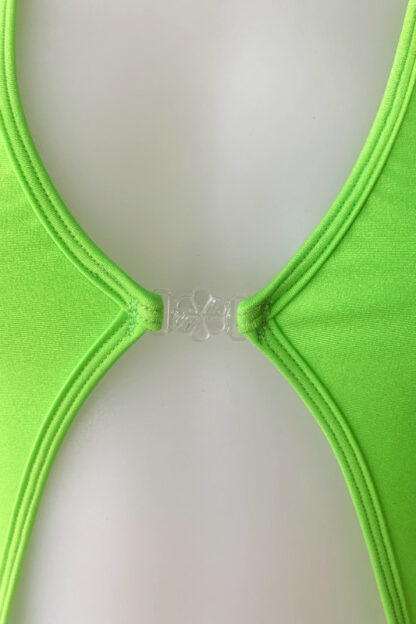 Diamonds Clip Front Bodysuit - Neon Green - Close