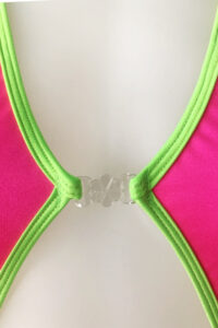 Siren Doll Diamonds Clip Front Bodysuit - Neon Pink - Neon Green Trim - Clip