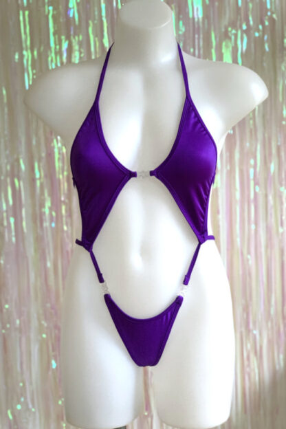 Diamonds Clip Front Bodysuit - Purple