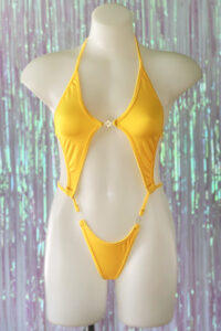 Diamonds Clip Front Bodysuit - Yellow