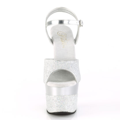 Pleaser 7" Adore 709 - 2G Sandal - Multi Glitter Silver Front