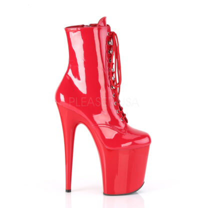 Pleaser 8" Flamingo 1020 Ankle Boots Patent Red Right Angle