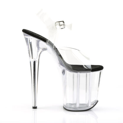 Pleaser 8" Flamingo 808 Clear Top with Ankle Strap Black Foot Shoes Right Angle