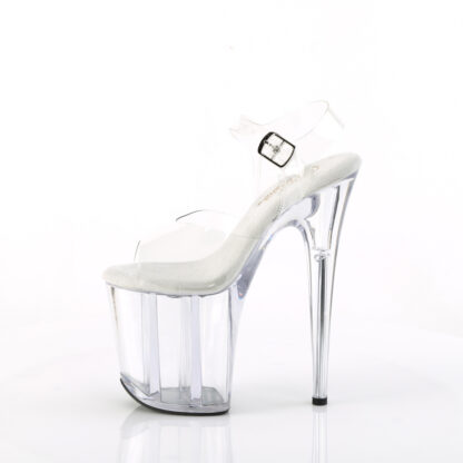 Pleaser 8" Flamingo 808 Clear Top with Ankle Strap Clear Foot Left Angle