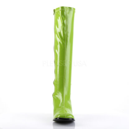 Funtasma 3″ Gogo Knee High Boots Patent Lime Front Angle