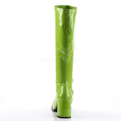 Funtasma 3″ Gogo Knee High Boots Patent Lime Back Angle