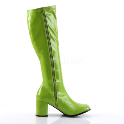 Funtasma 3″ Gogo Knee High Boots Patent Lime Right Angle