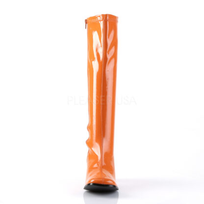 Funtasma 3″ Gogo Knee High Boots Patent Orange Front Angle