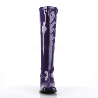 Funtasma 3″ Gogo Knee High Boots Patent Purple Front Angle