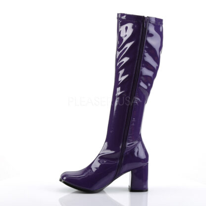 Funtasma 3″ Gogo Knee High Boots Patent Purple Left Angle