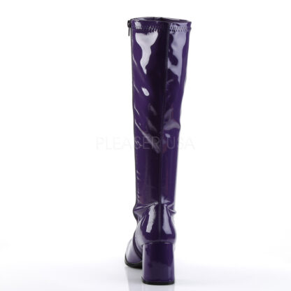 Funtasma 3″ Gogo Knee High Boots Patent Purple Back Angle