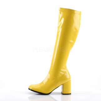Funtasma 3″ Gogo Knee High Boots Patent YEllow Left Angle